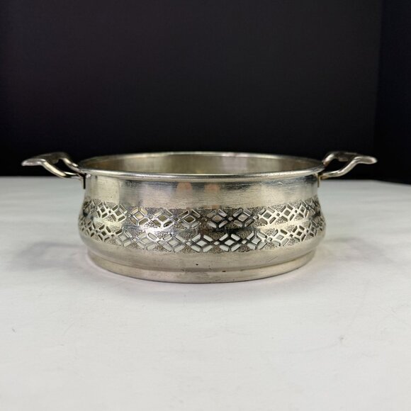 Vintage Silverplate Filigree Serving Dish Ring With Handles - Picture 1 of 15